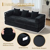 thumbnail of Merax Schlafsofa Modulares 3-Sitzer Sofa mit Seitentaschen – aus Chenille, beliebig kombinierbar, Schwarz