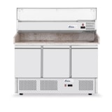 thumbnail of Pizzawerkbank met 3 deuren en koelvitrine 380+40L, Arktic, 254L, 230V/400W, 1365x700x(H)1030mm