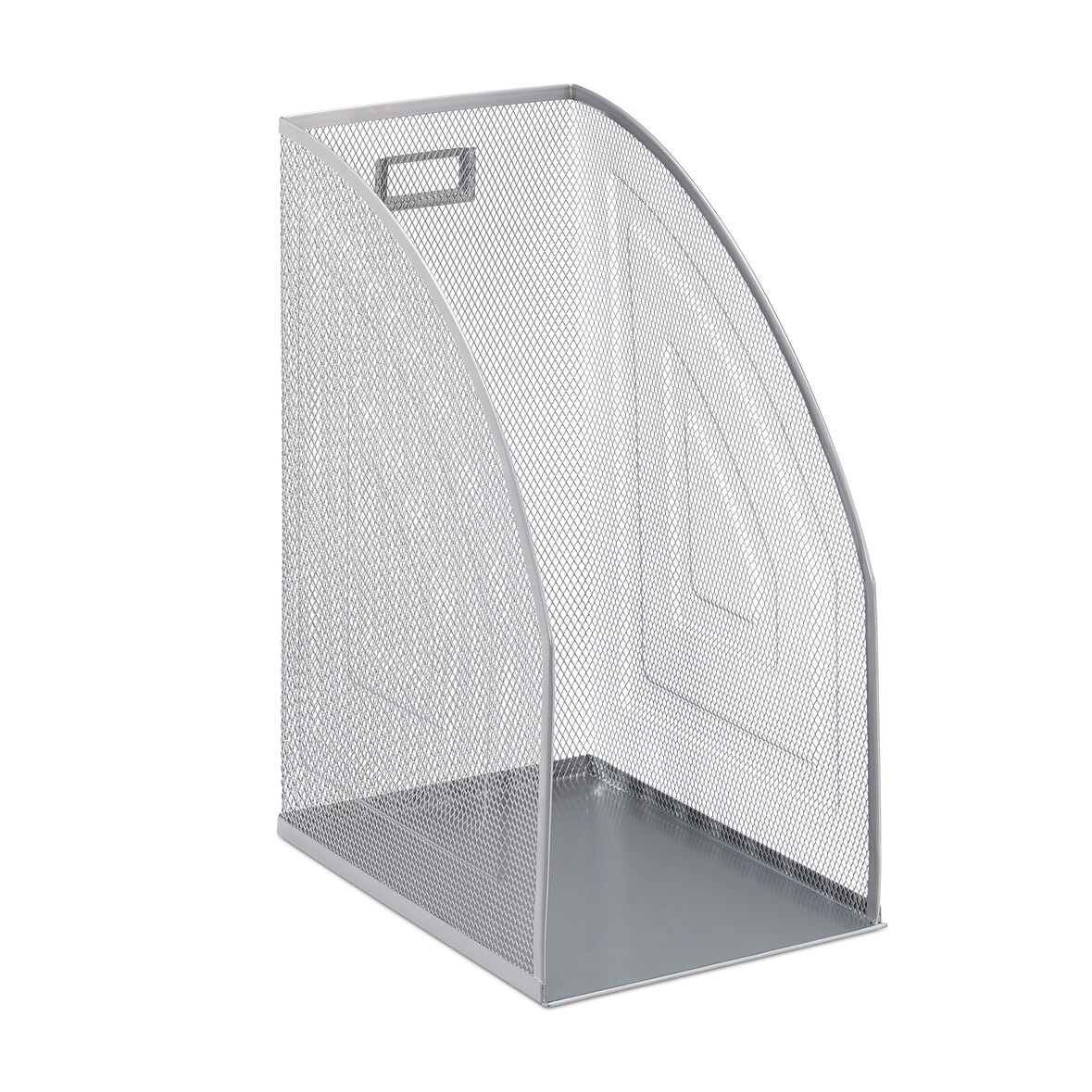 Relaxdays Stehsammler Metall, DIN A4, Stehordner breit, Mesh, Zeitschriftensammler Büro, HBT: 32 x 16 x 24,5 cm, silber