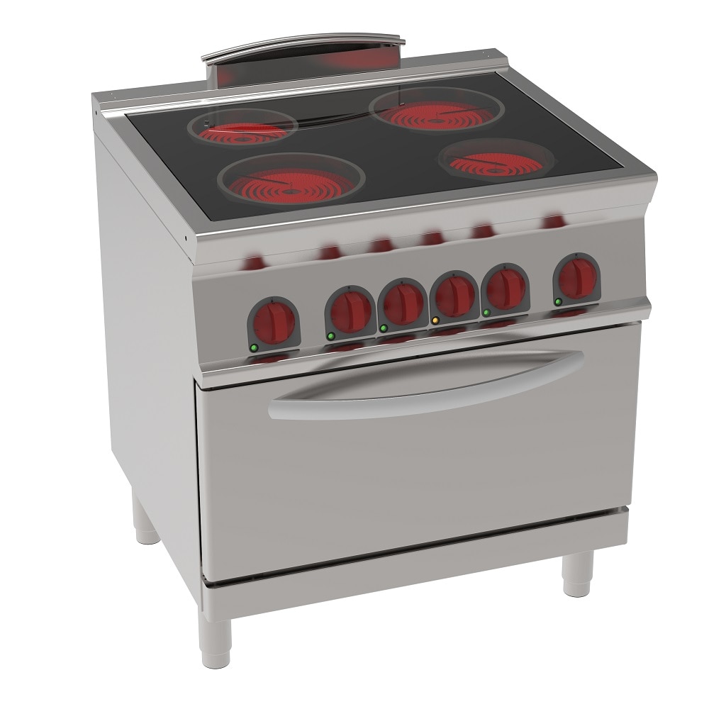 EURAST - Cozinha cerâmica 4 zonas quentes 1 forno estático elétrico gn 2/1 - 800x700x900 mm - 13300 W 400/3V - 35070617