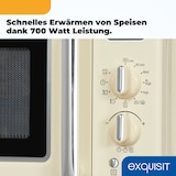 thumbnail of Exquisit Retro-Mikrowelle 700 Watt, 25,5 cm Drehteller, 1000 Watt Grill, 20L, 5 Leistungsstufen, Auftaufunktion, 2 Drehregler, RMW720-3GDIG creme