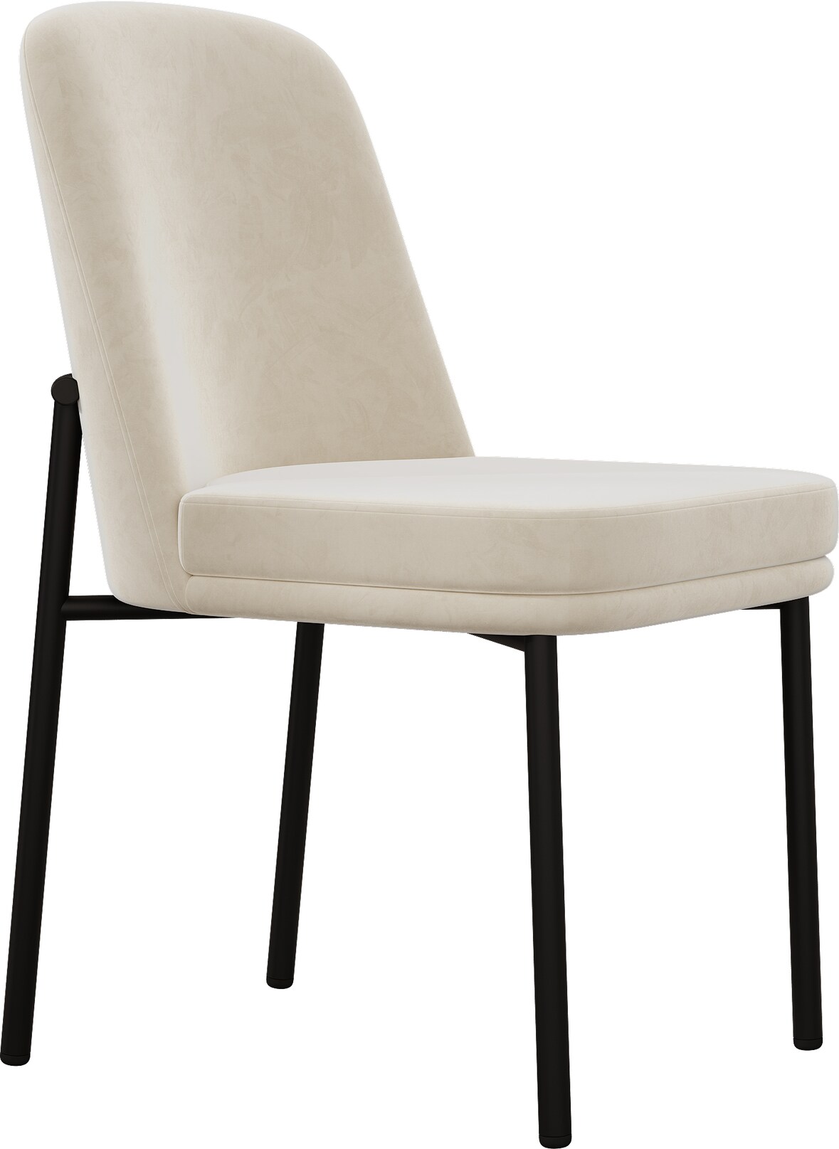 Esszimmerstuhl 6er Set Samt Beige 82x53x43 cm mit schwarzem Metallgestell, dick gepolsterter Sitz, modern minimalistisches Design