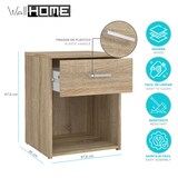 thumbnail of WellHome - Set van 2 Duero-nachtkastjes met 1 lade gemaakt van eikenstructuur 37,6x35,95x47,5cm