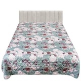 thumbnail of Tagesdecke Überwurf Bettüberwurf 220x240 Rosa Sofaüberwurf Blumen Rosen Bordeaux Grün Gesteppt Wattiert warm