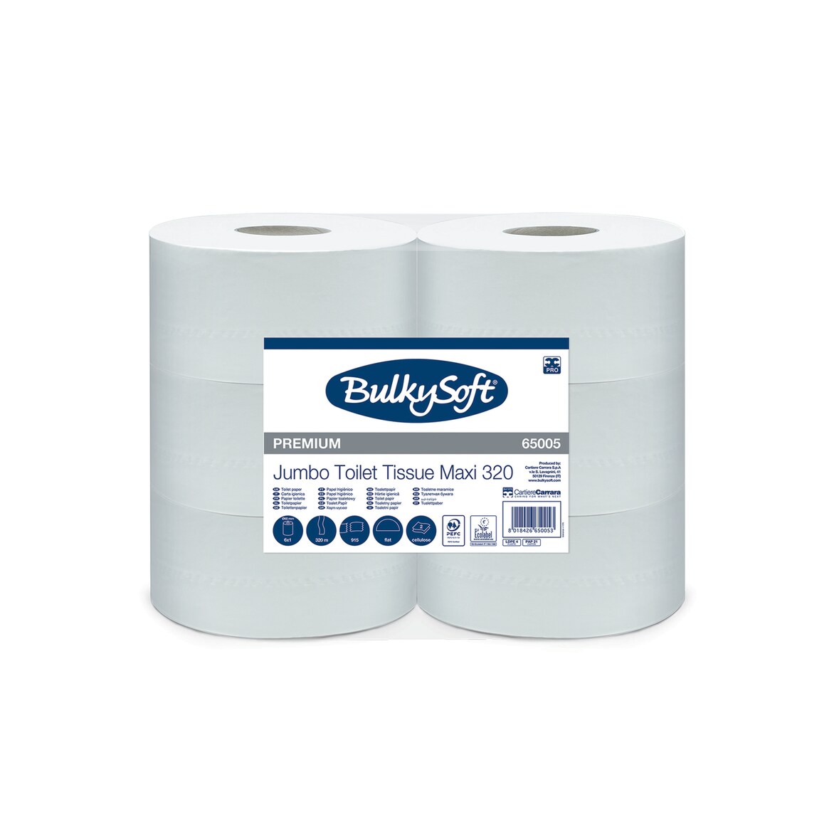 BulkySoft Großrollen maxi - Zellstoff - 2-lagig - 12 Rollen Toilettenpapier