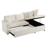 thumbnail of Ecksofa L-Form 3-4-Sitzer ausziehbar mit Stauraum, Schlafsofa Couch Chenille Sofa Wohnzimmer USB-Ladeanschluss 209x130x84 Beige