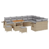 thumbnail of vidaXL 12-teiliges Gartensofa-Set mit Kissen in Beige aus Poly-Rattan und Akazie