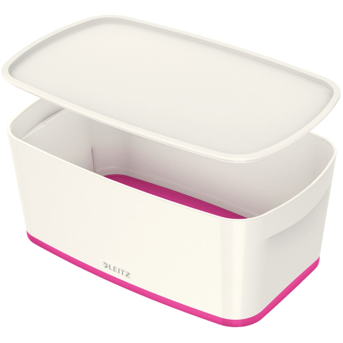 Aufbewahrungsbox MyBox Klein A5 mit Deckel ABS weiß/pink Packung mit 4 Stück