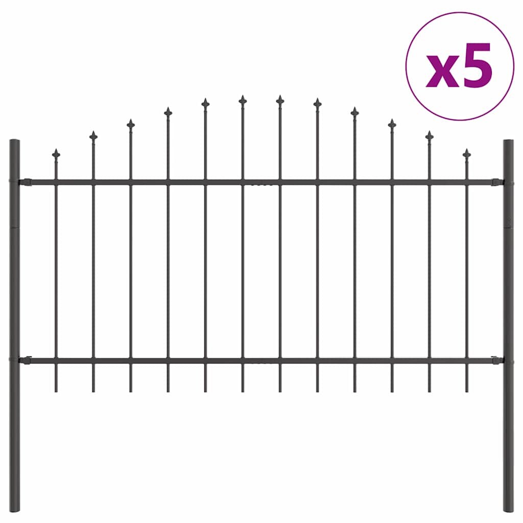 vidaXL Gartenzaun 5 pcs Grau 170 x 140 cm Pulverbeschichteter Stahl