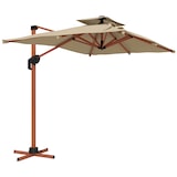 thumbnail of Outsunny sombrilla de jardín 300x198x252 cm parasol excéntrico de aluminio con manivela inclinación ajustable doble techo base cruzada giratoria 360°