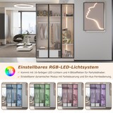 thumbnail of Großer Kleiderschrank 110x50x160 cm mit LED Beleuchtung, 3 Glastüren, Soft-Close, Schublade, Kleiderstange, Aufbewahrung Weiß