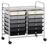 thumbnail of COSTWAY Carrinho com rodas com 12 gavetas empilháveis, contentor com rodas com estrutura e prateleira em metal, 64 x 38 x 62 cm (preto misto)
