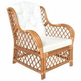thumbnail of vidaXL Sessel mit Kissen Hellbraun Rattan und Leinen