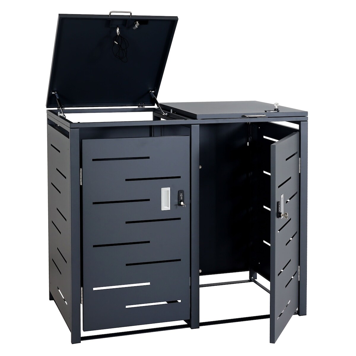 Proregal 2er-Mülltonnenverkleidung | HxBxT 103x115x63cm | erweiterbar| Anthrazit | Mülltonnenbox Mülltonnenabdeckung