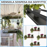 thumbnail of FLOWERS 115 cm PRETO (NERO) Prateleira de Teto Suspensa com Correntes, Ideal como Suporte para Flores, Design de Casa Yelloo
