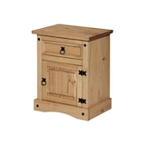 thumbnail of Möbilia nachtkastje | 1 deur, 1 lade | massief grenen | B 53 x D 38 x H 67 cm | honingkleurig, in de was gezet | 19020027 | NACHTKOMMODE serie