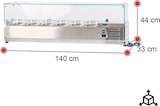 thumbnail of Romux® Kühlvitrinen für Tapas 140x33x44 cm aus Edelstahl und Glashaube mit 6 Becken GN 1/4 | Gekühlte Vitrine mit digitalem Dixell-Thermostat