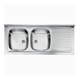 thumbnail of Lavello appoggio Mondial 120x50 con 2 vasche a sinistra e gocciolatoio destro con alzatina inox
