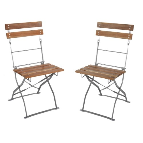 2er Set Gartensessel Biergartensessel Gartenstuhl Akazienholz klappbar Balkon : 2er-Set