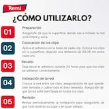 thumbnail of Remi Hogar  50 Clips de fijación de Red con Adhesivo para balcón | Aves y Gatos | Fácil Montaje |Policarbonato Anti UV | Sin red