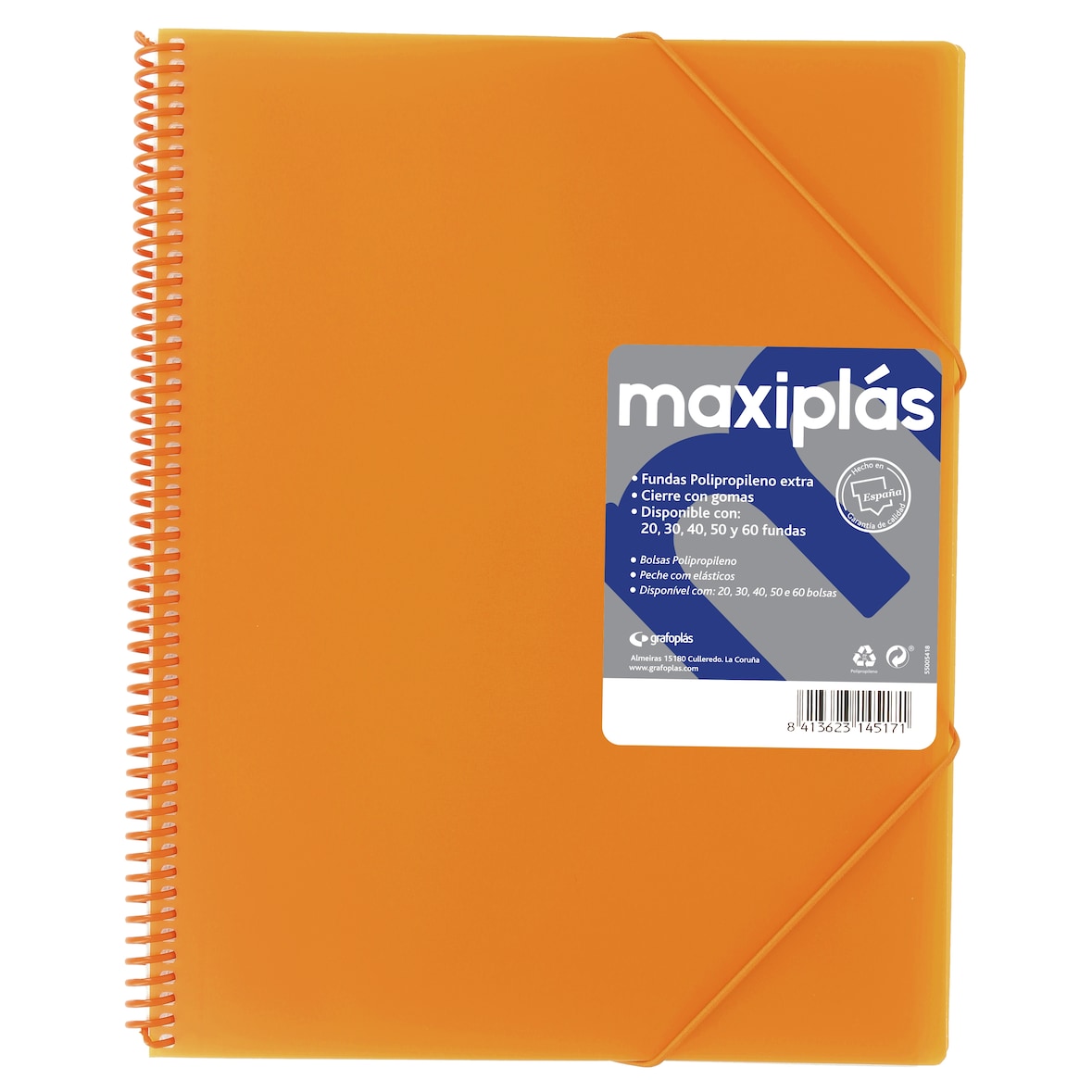 Pasta de capas Maxiplás 40 capas Translúcida Laranxa