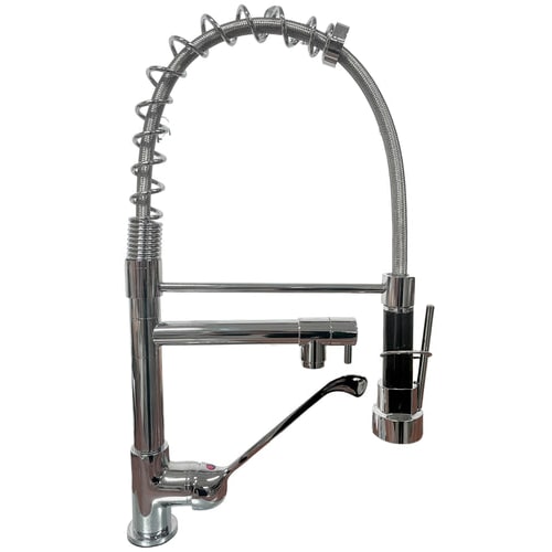 Rubinetto miscelatore cucina professionale industriale con leva clinica doppia uscita