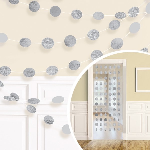 6 Glitzer Girlanden silber