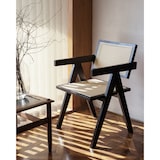 thumbnail of Chaise avec structure noire en bois, Assise et dossier en Cannage Naturel