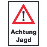 thumbnail of Achtung Jagd Schild A6 Rückseite selbstklebend
