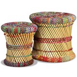 thumbnail of Tabourets Avec Détails Chindi Lot De 2 Multicolore Bambou