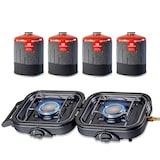 thumbnail of Réchaud gaz 2 feux 4600W pliable + 4 Cartouches de gaz KEMPER