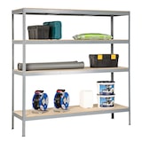 thumbnail of SCHULTE Regalwelt Schwerlastregal mit 4 Holzböden, Traglast pro Ebene 200 kg, 200x200x60 cm (HxBxT), granit-struktur, Lagerregal, Kellerregal