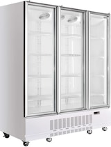 thumbnail of Frigorífico expositor para bebidas blanco 3 puertas vidrio abatibles 1360L ventilado 0 a 7°C LED con cerradura profesional Vaiotec Topline 12722