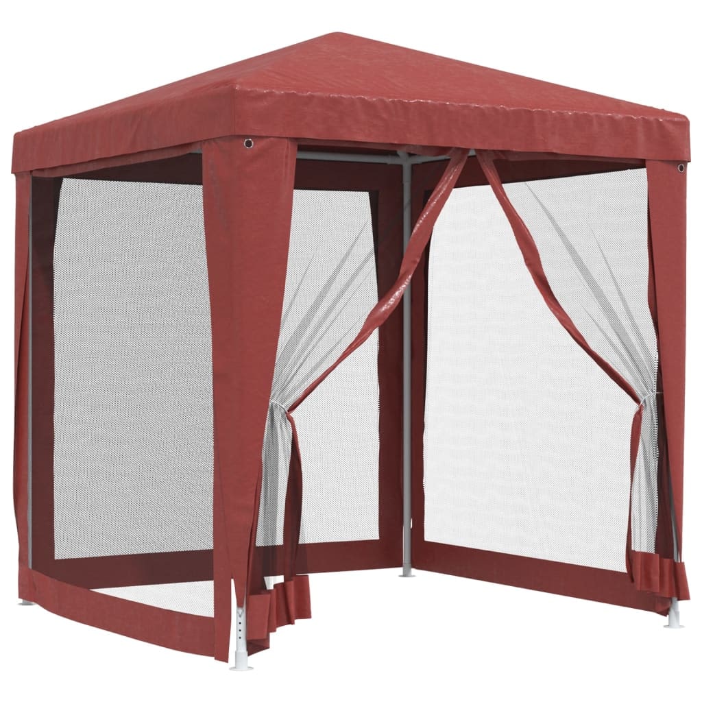 Tente de fête avec 4 parois latérales en maille Rouge 2x2m PEHD Modèle AbriBoréal 152