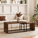 thumbnail of Couchtisch Set 90x48x42 cm mit Satztisch stapelbar MDF Metallgestell Beistelltische im 2er Set Rustikales Braun+Schwarz