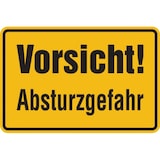 thumbnail of Hinweisschild, Vorsicht! Absturzgefahr, 200x300mm, Alu geprägt - 300x200x0.45 mm Aluminium geprägt