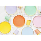 thumbnail of 6 Pappteller 21cm mit Goldrand Partyteller Einwegteller plastikfrei Partygeschirr Geburtstag Kindergeburtstag Partydeko Tischdeko Bunt Pastell Gold