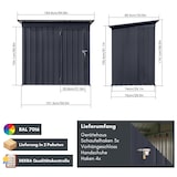 thumbnail of Gerätehaus S– verzinktes Metall in Anthrazit| Inkl. Schloss & Werkzeughaken | wetterfester Geräteschuppen, Gartenhaus