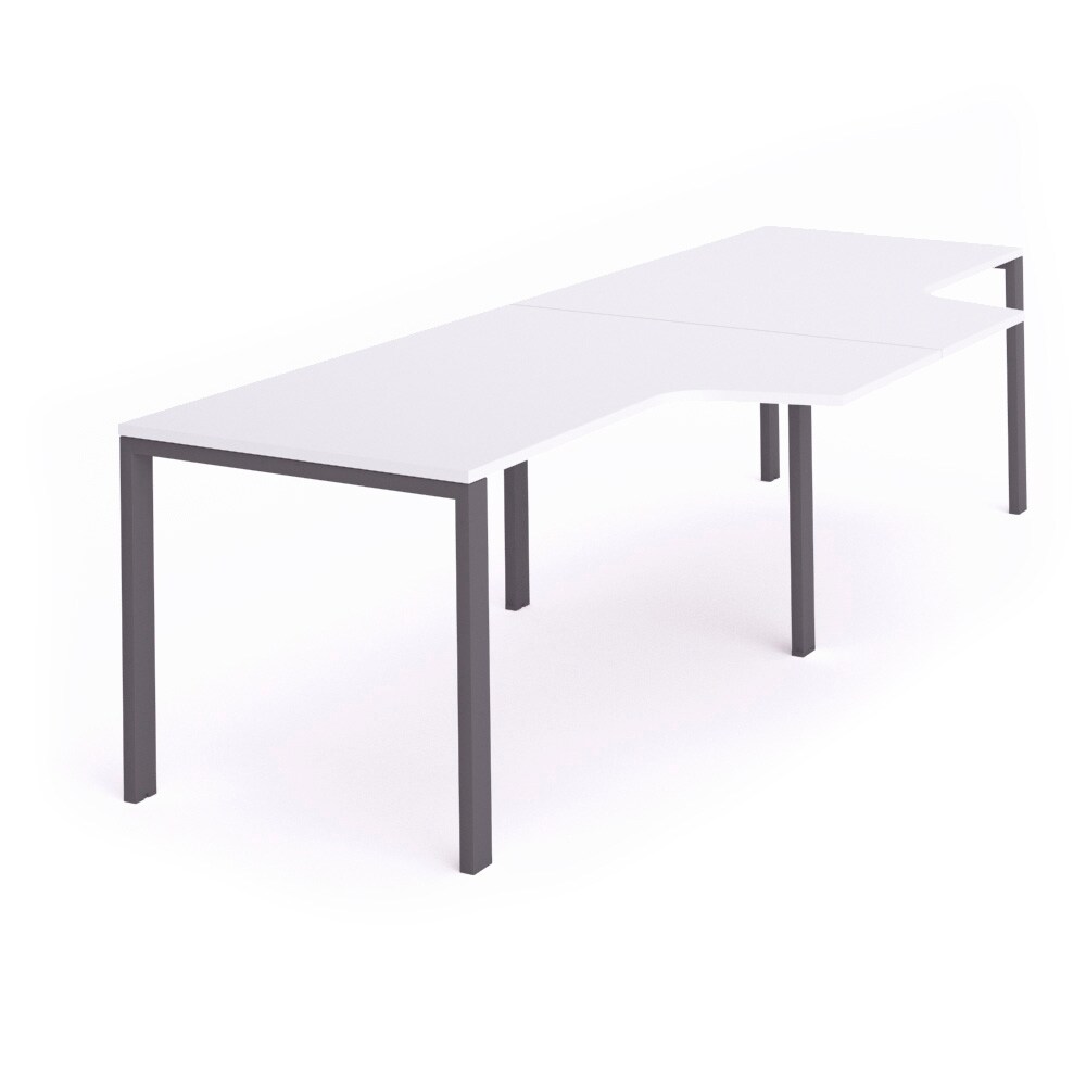 Rocada mesa de oficina serie total con forma de L doble 320x120x80  antracita / blanco