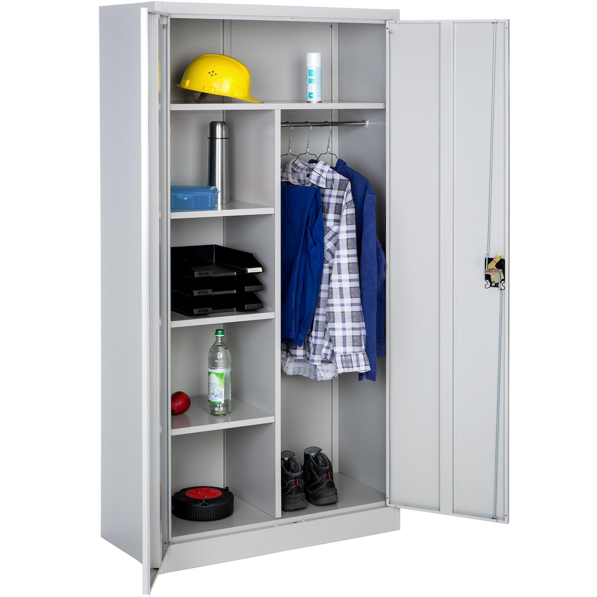 tectake Vestiaire métallique comprenant 6 casiers et 1 penderie intégrée - gris, 90 cm - 402485