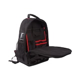 thumbnail of Sac à dos  pour outils, polyester, 4 compartiments, porte-outils amovible, pieds en plastique, noir/rouge, 38 x 50 x 20 cm
