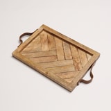 thumbnail of Tablett Holz natur Kerzentablett Serviertablett rechteckig Mangoholz Deko 54cm