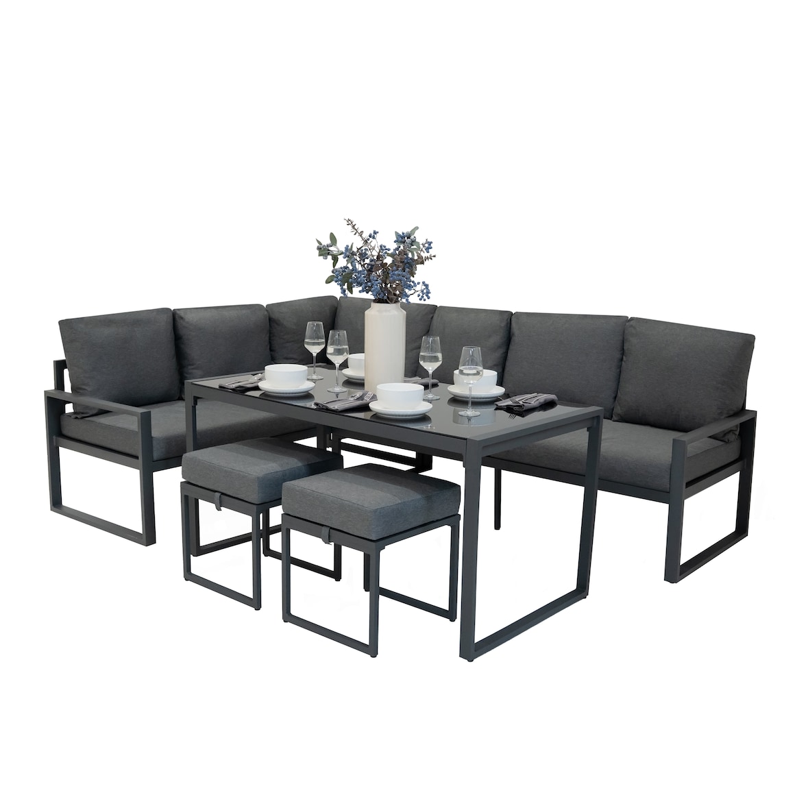Aluminium 5-teiliges Ecksofa-Set - Anthrazitgrau