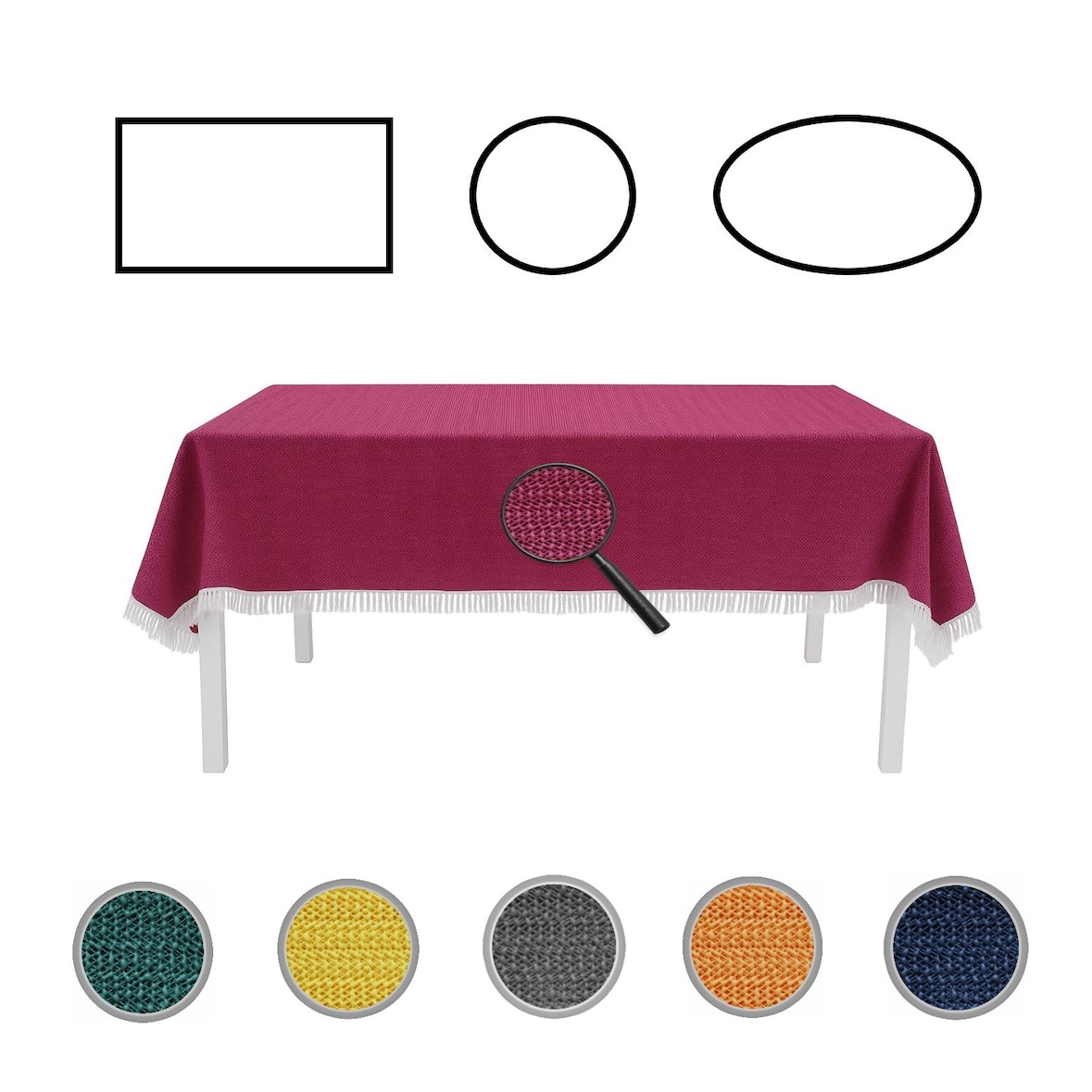 Gartentischdecke mit Fransen Tischdecke rund oval eckig Classic 130x180 cm eckig bordeaux