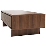 thumbnail of Mesa de centro HWC-O33, mesa para sofá, mesa de apoio para sala de estar, 2 gavetas, 2 compartimentos, melamina 40x120x60cm ~ castanho