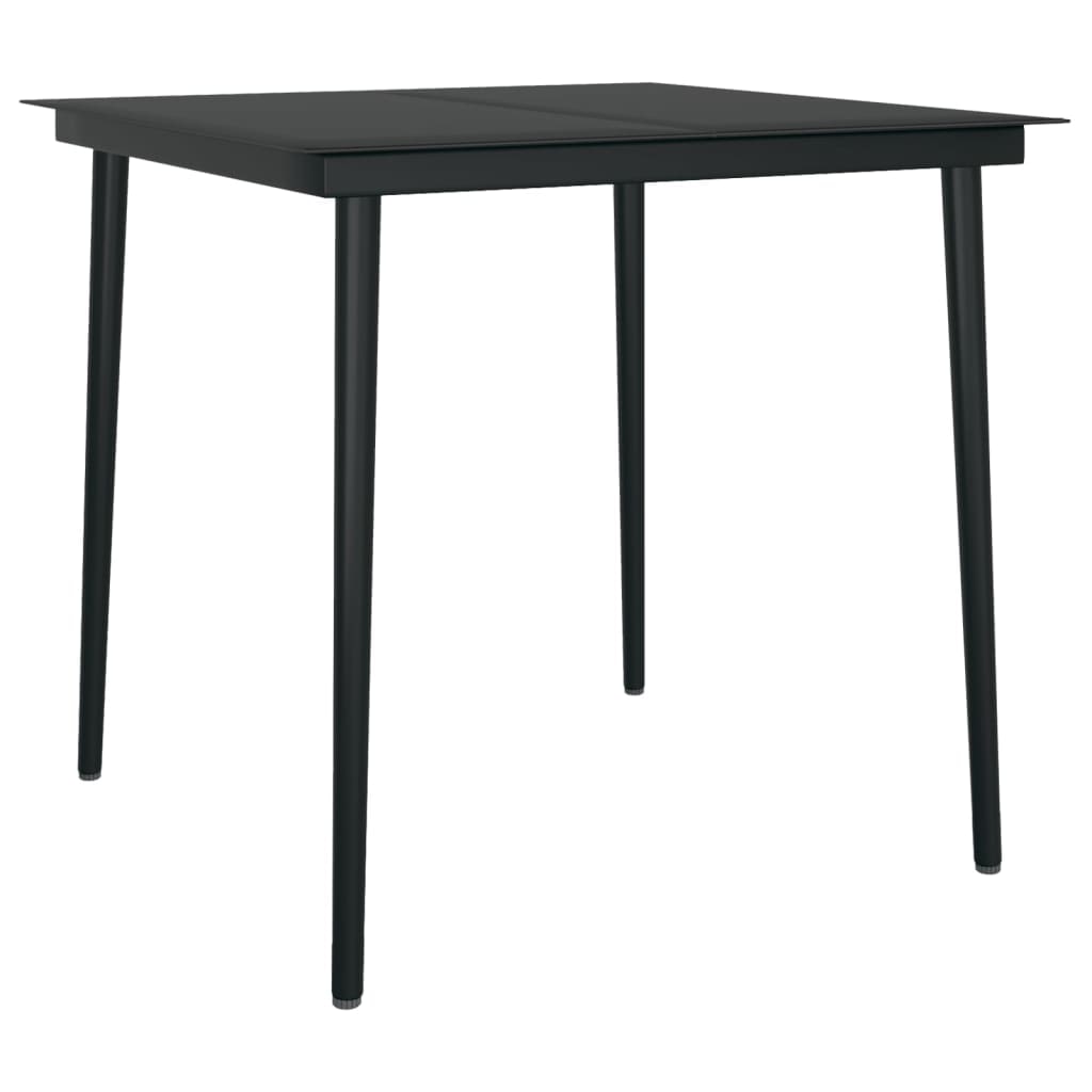 vidaXL Garten-Esstisch Schwarz 80x80x74 cm Stahl und Glas