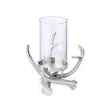 thumbnail of Kerzenhalter Blitu (Höhe 25 cm), mit Glas, Aluminium vernickelt, für Stumpenkerze ø 8 cm