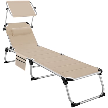 tectake Tumbona Lorella acolchada, plegable  Beige