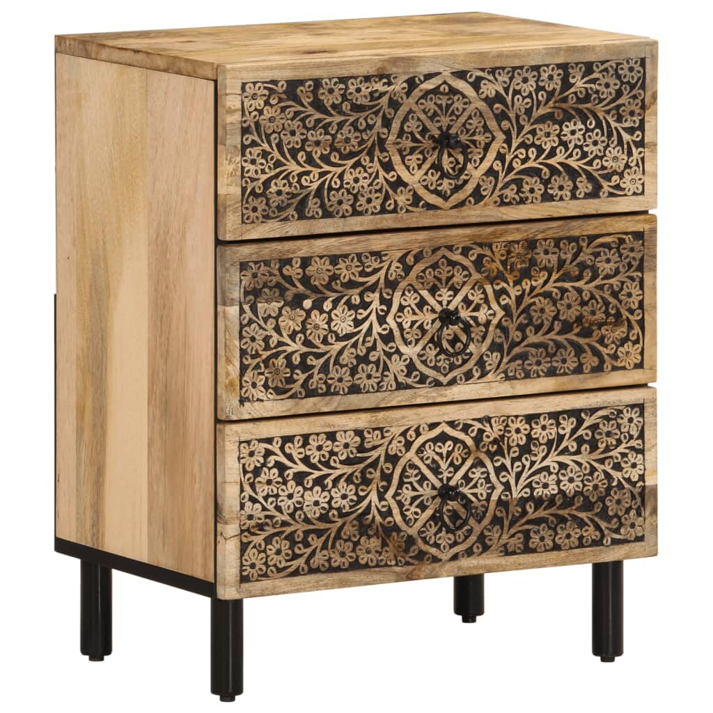 Table de chevet 50x33x60 cm bois de manguier massif – Modèle Fluide