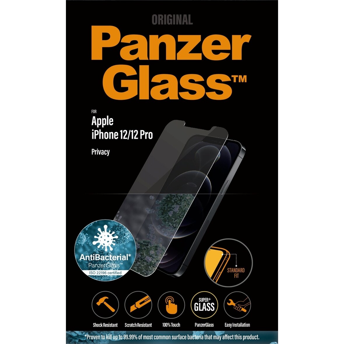 PanzerGlass iPhone 12/12 Pro Privacy Antibakt., StandardFit